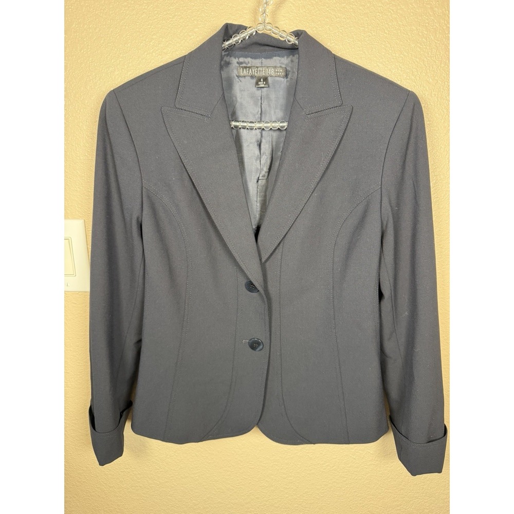Lafayette 148 New York‎ Navy Skirt Suit 2 Pc Blazer Pencil Skirt Women's 4
